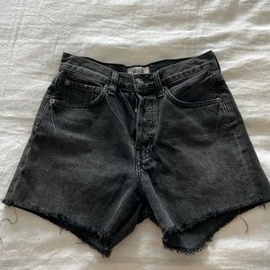 Agolde Parker Long shorts in black wash (dark grey color)